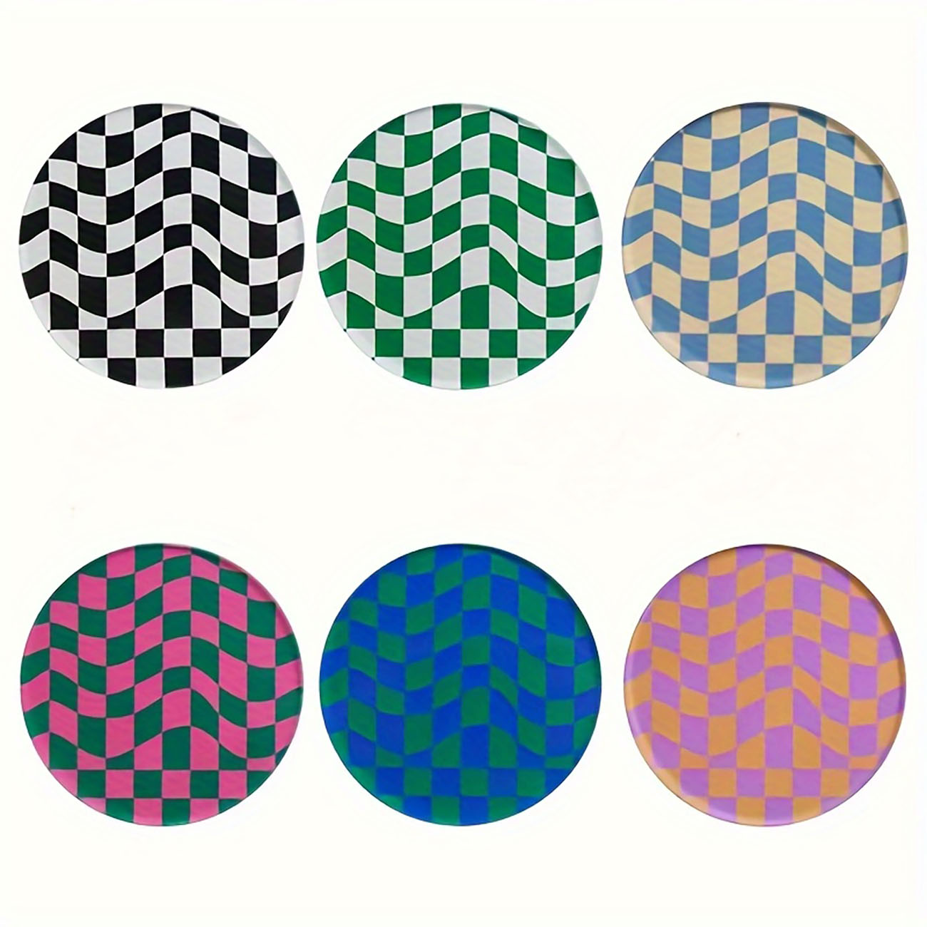 Marble Coaster Set - 6 stuks - Houten onderzetters, antislip