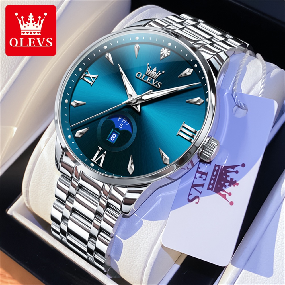 Luxury Watch Men - OLEVS Moon Phase herenhorloges kalender 30m
