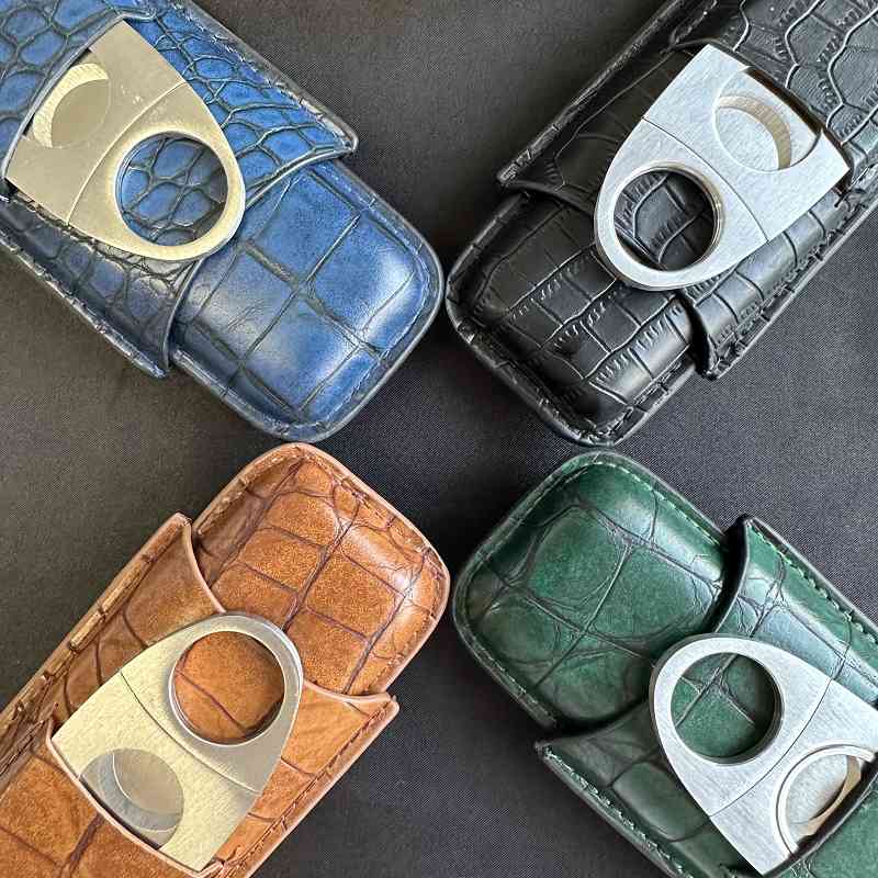 Premium Cigar Case - Sigarenbuis 2-slots hoesje met sigarenknipper Reis