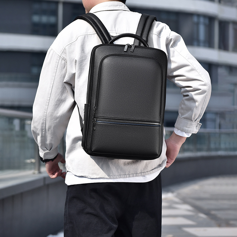 Leather Briefcase - Pu Lederen Heren Rugzak Usb Opladen
