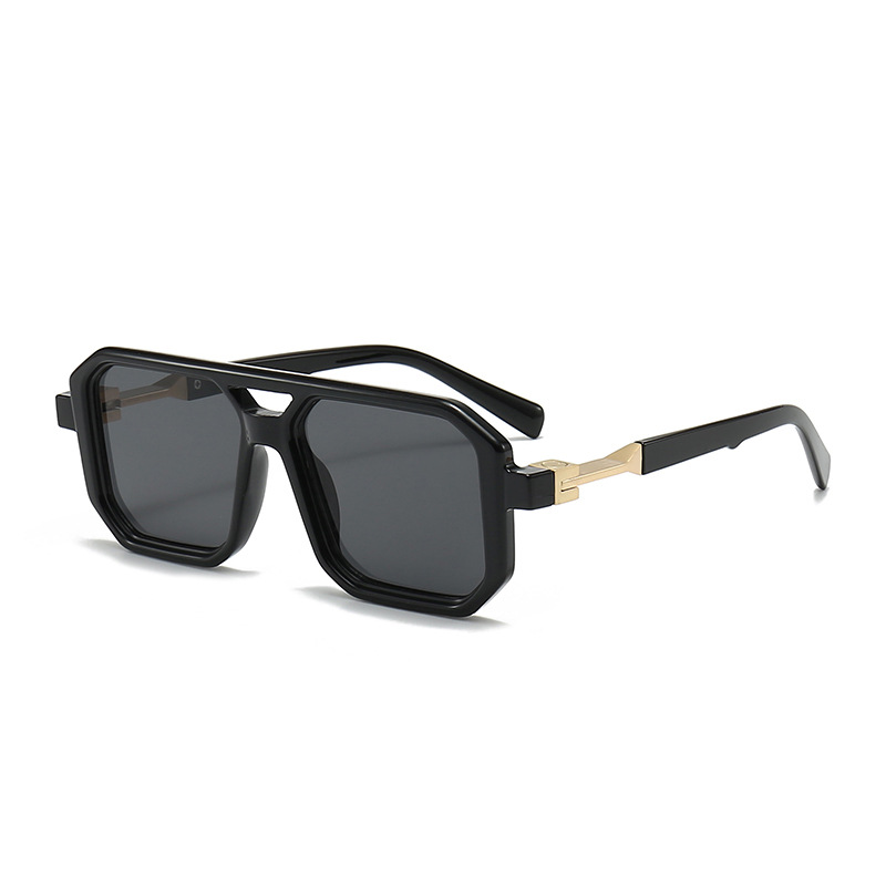 Sunglasses Uv400 - Zwarte retro box-zonnebril, unisex dubbele bril,