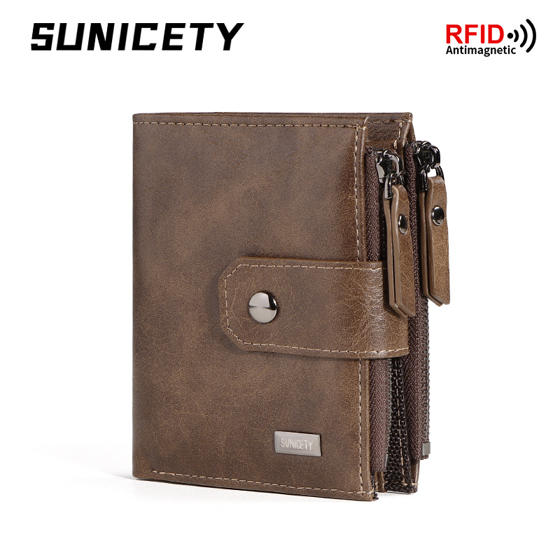 Leather Wallet Men - Anti-diefstal grensoverschrijdende zakelijke lederen slanke korte