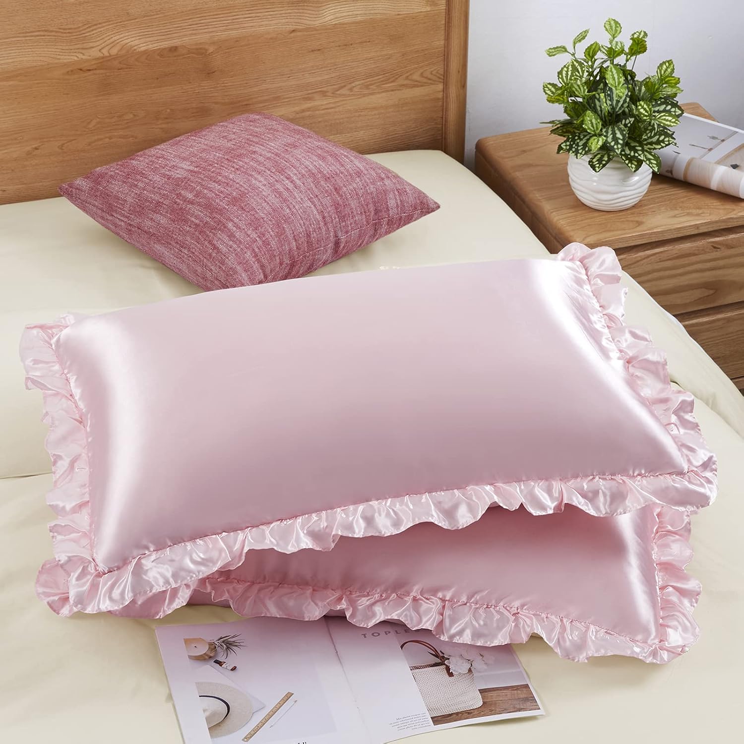 Silk Pillowcase - 2 stuks satijnen kussenslopen met ruches