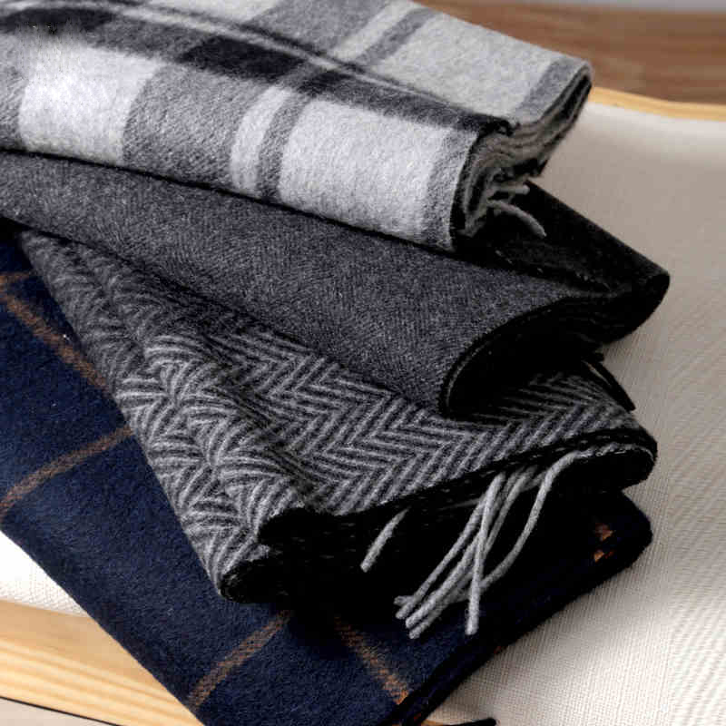 Cashmere Scarf - Pashmina Sjaal Mannen Winter Strip Effen