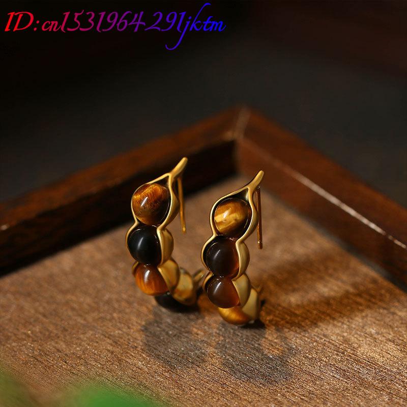 Tiger Eye Pod Oorbellen Edelst - Gold Plated Jewelry recensie en prijs